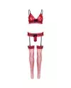 LEG AVENUE SET TRES PIEZAS DE ENCAJES TALLA UNICA ROJO