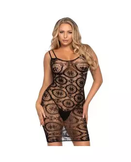 LEG AVENUE MINI VESTIDO DE GANCHILLO NEGRO