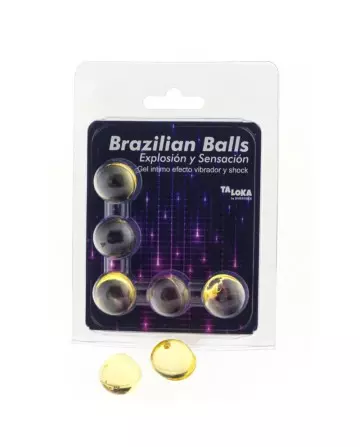 TALOKA BRAZILIAN BALLS GEL EXCITANTE EFECTO VIBRACIoN Y SHOCK 5 BOLAS