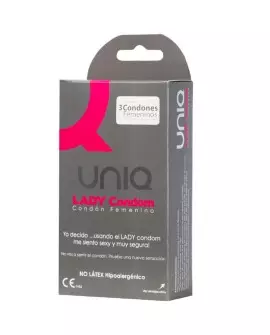 UNIQUE CONDOM FEMENINO CON LIGUERO SIN LATEX 3UDS