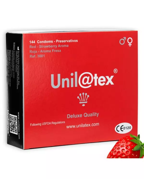 UNILATEX PRESERVATIVOS ROJOS FRESA 144 UDS