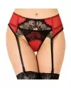 QUEEN LINGERIE TANGA CON LIGUERO DE ENCAJES ROJO S M