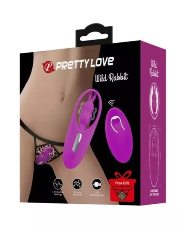 PRETTY LOVE WILD RABBIT ESTIMULADOR PARA BRAGUITA CON CONTROL REMOTO LILA