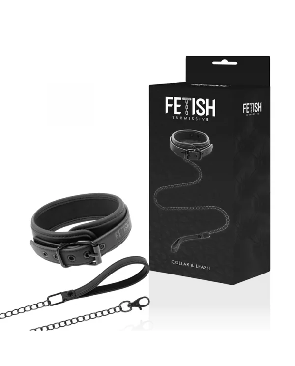 FETISH SUBMISSIVE COLLAR CON CADENA CON FORRO DE NOPRENO