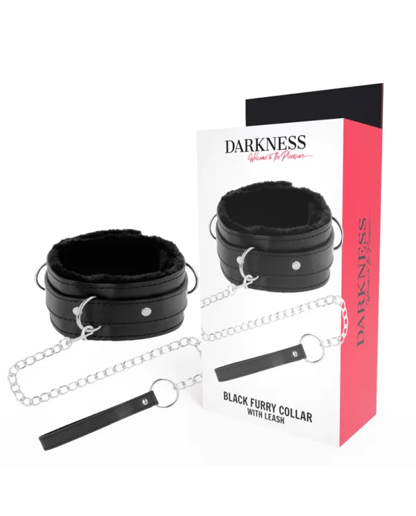 DARKNESS COLLAR CONFORTABLE DE POSTURA CON CADENA LEATHER