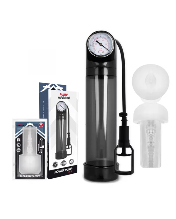 PUMP ADDICTED BOMBA ERECCIoN RX9 NEGRO CON MASTURBADOR