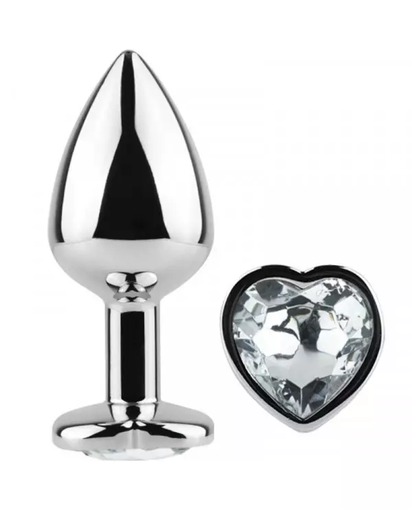 SECRET PLAY METAL BUTT PLUG CORAZoN TRANSPARENTE TALLA S 7 CM