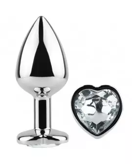 SECRET PLAY - METAL BUTT PLUG CORAZÓN TRANSPARENTE TALLA S 7 CM