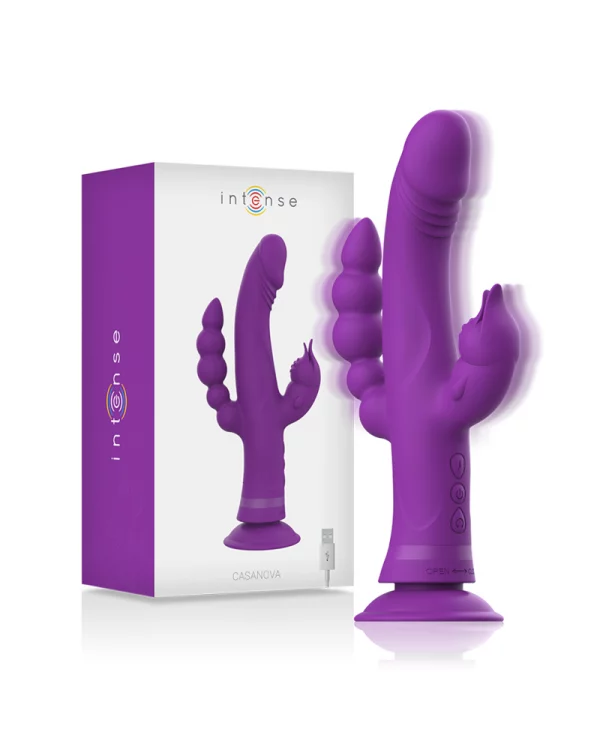 INTENSE CASANOVA VIBRADOR RABBIT SILICONA TRIPLE MOTOR MORADO