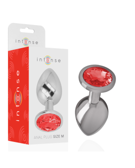 INTENSE - PLUG ANAL METAL CON CRISTAL ROJO TALLA M