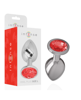 INTENSE - PLUG ANAL METAL CON CRISTAL ROJO TALLA L