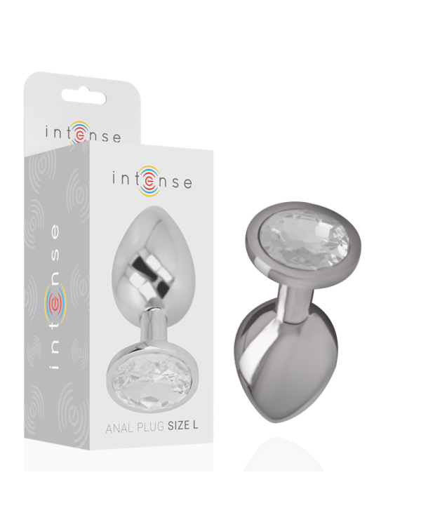 INTENSE PLUG ANAL METAL CON CRISTAL PLATA TALLA L