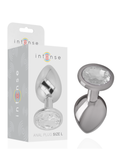 INTENSE - PLUG ANAL METAL CON CRISTAL PLATA TALLA L