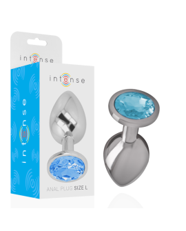 INTENSE - PLUG ANAL METAL CON CRISTAL AZUL TALLA L