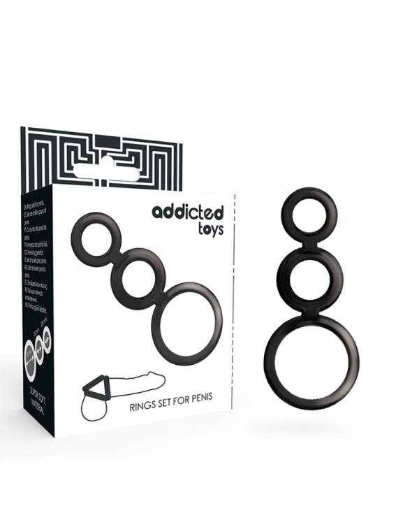 ADDICTED TOYS SET ANILLOS PENE Y TESTICULOS AHUMADO