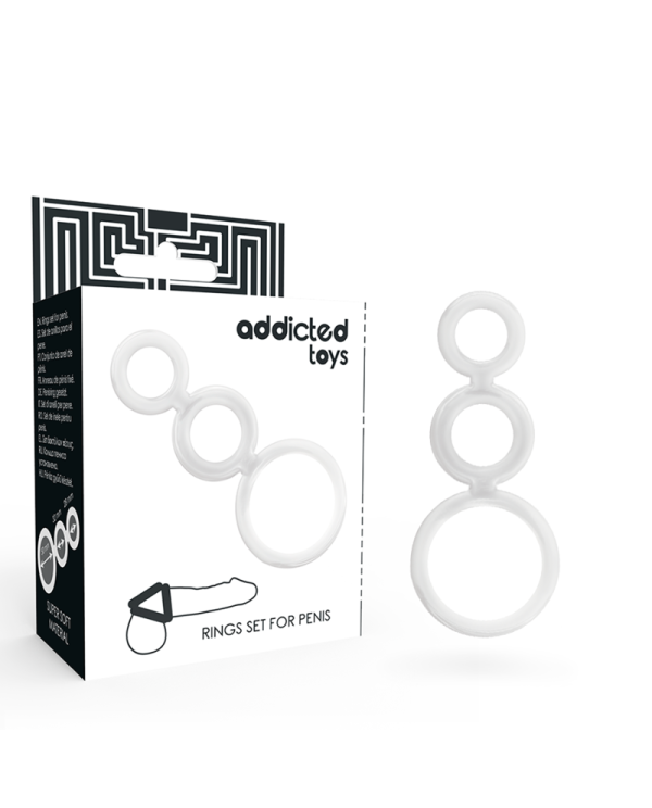 ADDICTED TOYS SET ANILLOS PENE Y TESTICULOS CLEAR