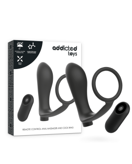 ADDICTED TOYS ANILLA PENE CON PLUG ANAL CONTROL REMOTO NEGRO RECARGABLE