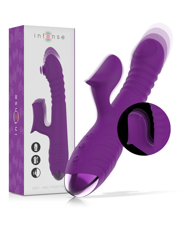 INTENSE IGGY VIBRADOR MULTIFUNCIoN RECARGABLE UP DOWN CON ESTIMULADOR DE CLITORIS MORADO