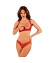 OBSESSIVE LACELOVE SET DOS PIEZAS CUPLESS ROJO XS S