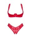 OBSESSIVE LACELOVE SET DOS PIEZAS CUPLESS ROJO XS S