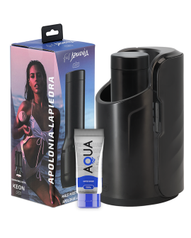 KIIROO KEON + FEEL STROKER APOLONIA LAPIEDRA + LUBRICANTE AQUA QUALITY 50 ML