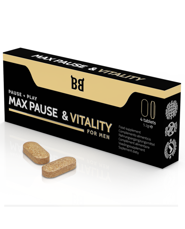 BLACKBULL BY SPARTAN MAX PAUSE VITALITY RETARDANTE PARA HOMBRE 4 CaPSULAS