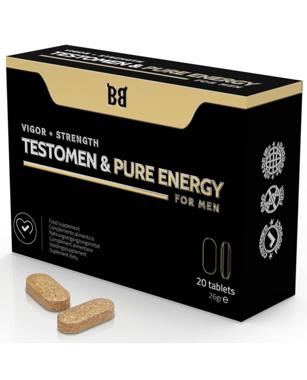 BLACKBULL BY SPARTAN TESTOMEN PURE ENERGY POTENCIADOR PARA HOMBRE 20 CaPSULAS