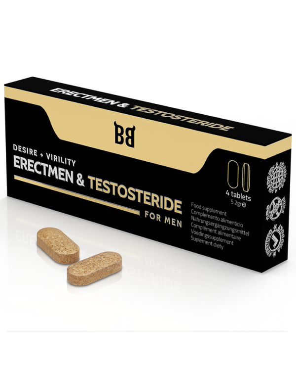 BLACKBULL BY SPARTAN ERECTMEN TESTOSTERIDE POTENCIA Y TESTOSTERONA PARA HOMBRE 4 CaPSULAS