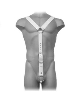 LEATHER BODY HARNESS MEN BLANCO