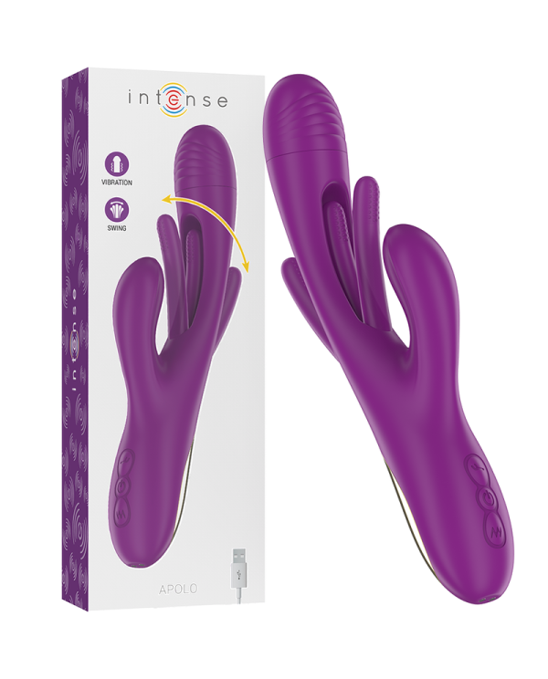 INTENSE APOLO VIBRADOR MULTIFUNCIoN RECARGABLE 7 VIBRACIONES CON LENGUA OSCILANTE MORADO