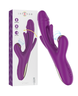 INTENSE - ATENEO VIBRADOR MULTIFUNCIÓN RECARGABLE 7 VIBRACIONES CON LENGUA OSCILANTE Y SUCCIONADOR MORADO