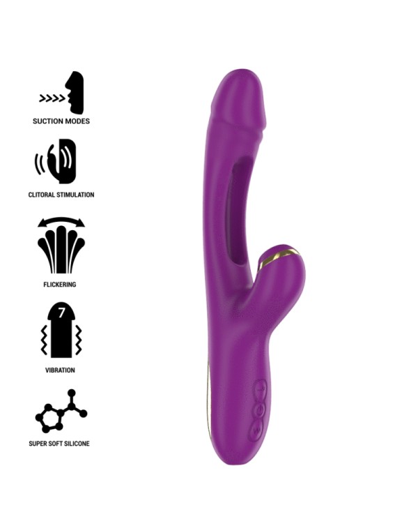 INTENSE ATENEO VIBRADOR MULTIFUNCIoN RECARGABLE 7 VIBRACIONES CON LENGUA OSCILANTE Y SUCCIONADOR MORADO