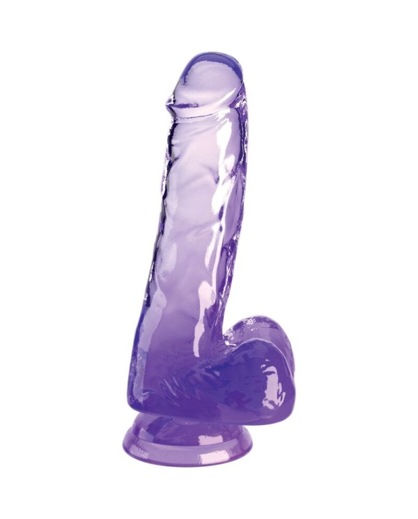 KING COCK CLEAR PENE REALISTICO CON TESTICULOS 135 CM MORADO