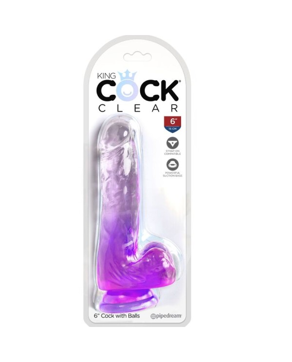 KING COCK CLEAR PENE REALISTICO CON TESTICULOS 135 CM MORADO