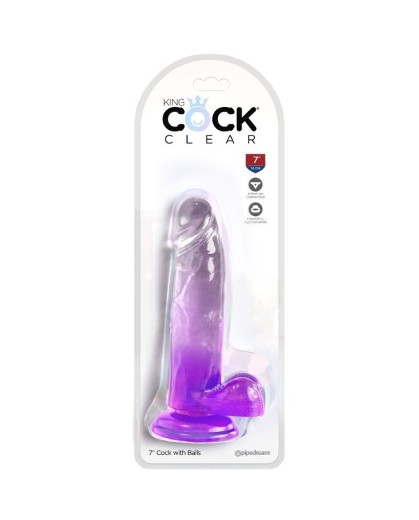 KING COCK CLEAR PENE REALISTICO CON TESTICULOS 152 CM MORADO