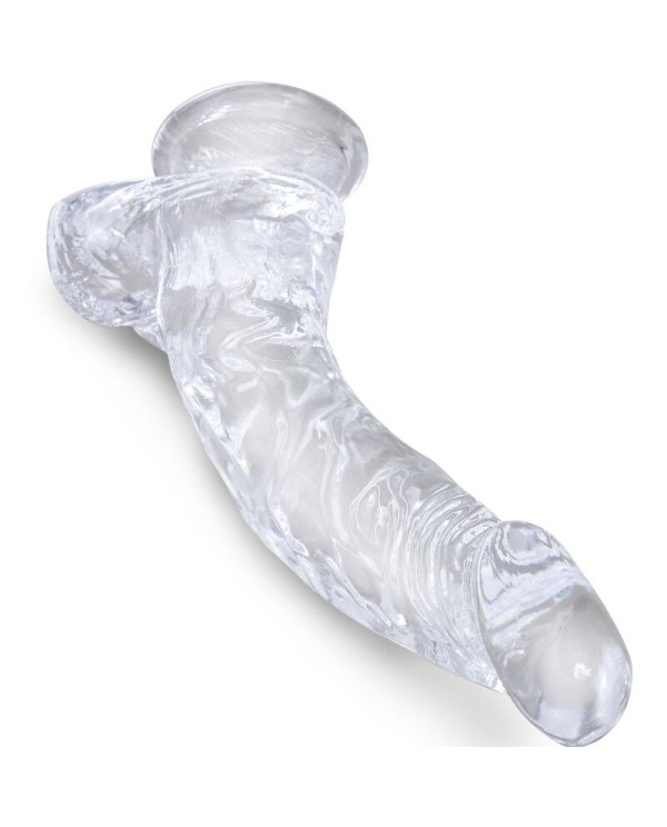 KING COCK CLEAR PENE REALISTICO CURVADO CON TESTICULOS 165 CM TRANSPARENTE