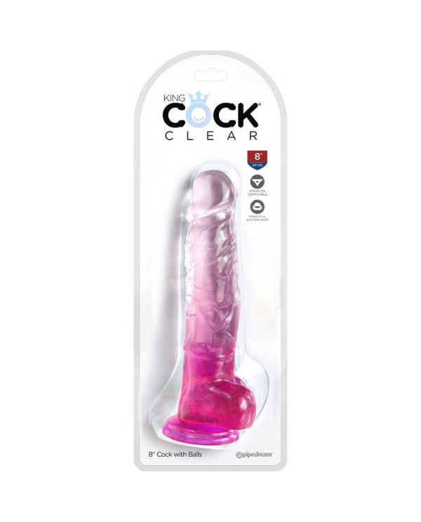 KING COCK CLEAR PENE REALISTICO CON TESTICULOS 165 CM ROSA