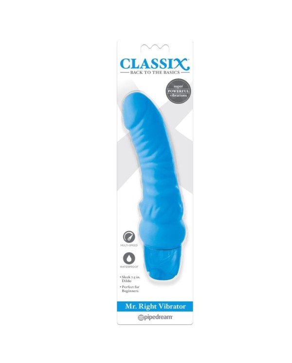 CLASSIX DILDO VIBRADOR MR RIGHT MULTIVELOCIDAD 155 CM AZUL