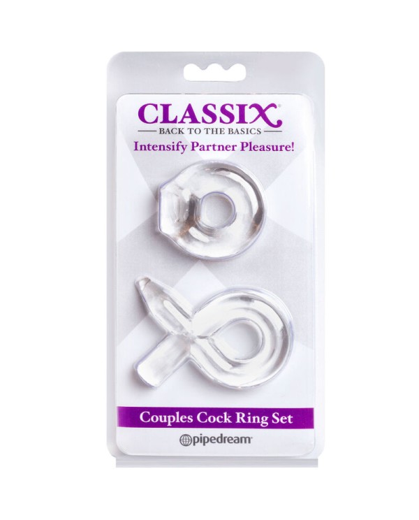 CLASSIX SET PARA PAREJAS 2 ANILLOS PENE TRANSPARENTE