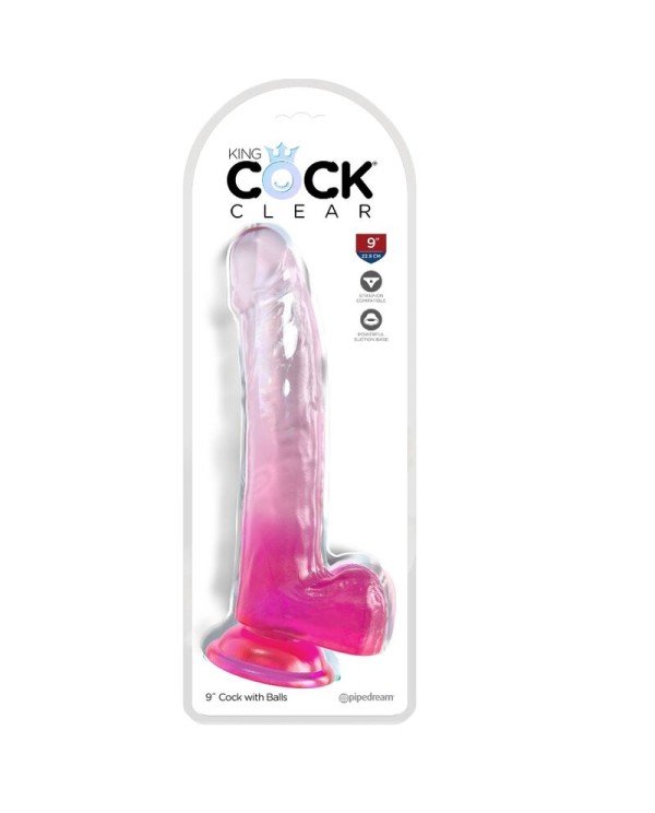 KING COCK CLEAR DILDO CON TESTICULOS 203 CM ROSA