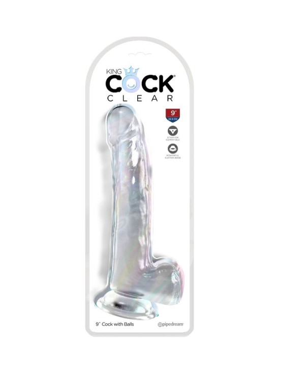 KING COCK CLEAR DILDO CON TESTICULOS 203 CM TRANSPARENTE