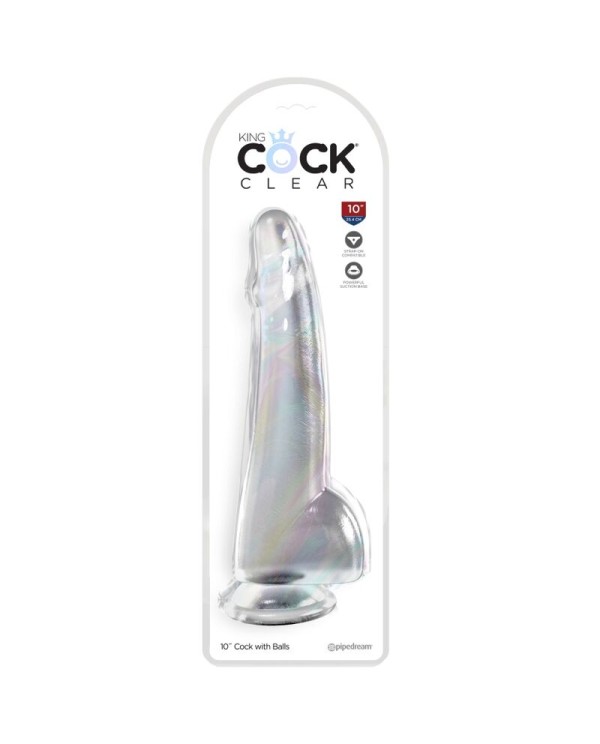 KING COCK CLEAR DILDO CON TESTICULOS 19 CM TRANSPARENTE