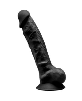 SILEXD - MODELO 1 PENE REALISTICO SILICONA PREMIUM SILEXPAN NEGRO 23 CM