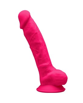 SILEXD - MODELO 1 PENE REALISTICO SILICONA PREMIUM SILEXPAN FUCSIA 17.5 CM