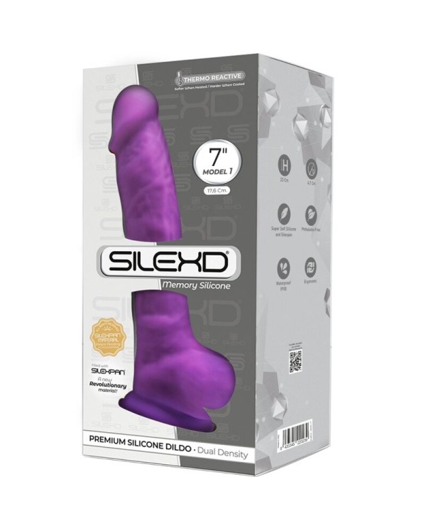 SILEXD MODELO 1 PENE REALISTICO SILICONA PREMIUM SILEXPAN VIOLETA 175 CM