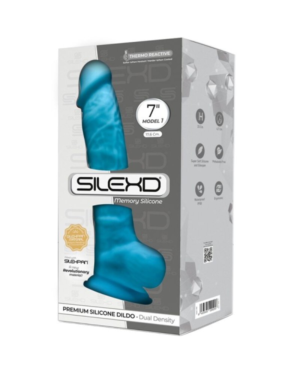 SILEXD MODELO 1 PENE REALISTICO SILICONA PREMIUM SILEXPAN AZUL 175 CM