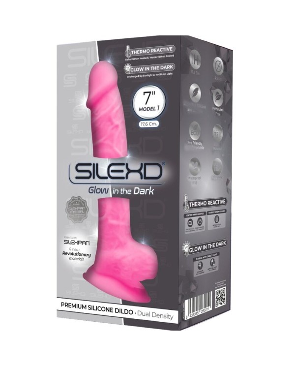 SILEXD MODELO 1 PENE REALISTICO SILICONA PREMIUM SILEXPAN ROSA FLUORESCENTE 175 CM