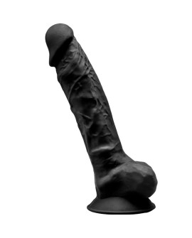 SILEXD - MODELO 1 PENE REALISTICO SILICONA PREMIUM SILEXPAN NEGRO 20 CM