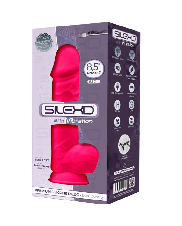 SILEXD MODELO 1 PENE REALISTICO VIBRADOR SILICONA PREMIUM SILEXPAN FUCSIA 215 CM