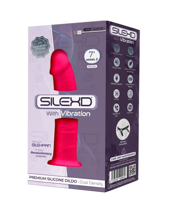 SILEXD MODELO 1 PENE REALISTICO VIBRADOR SILICONA PREMIUM SILEXPAN FUCSIA 175 CM